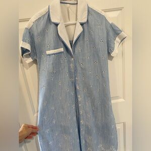 Anthropologie Cezzane striped eyelet sleep-shirt XS